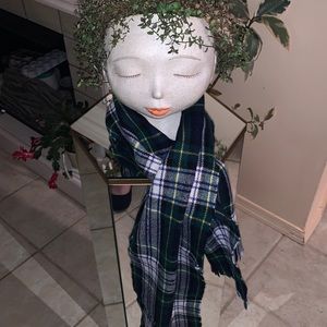 Black green blue plaid scarf